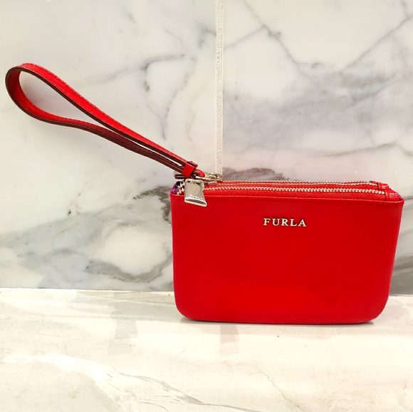 FURLA Red Leather Wristlet - Picture 1 of 4